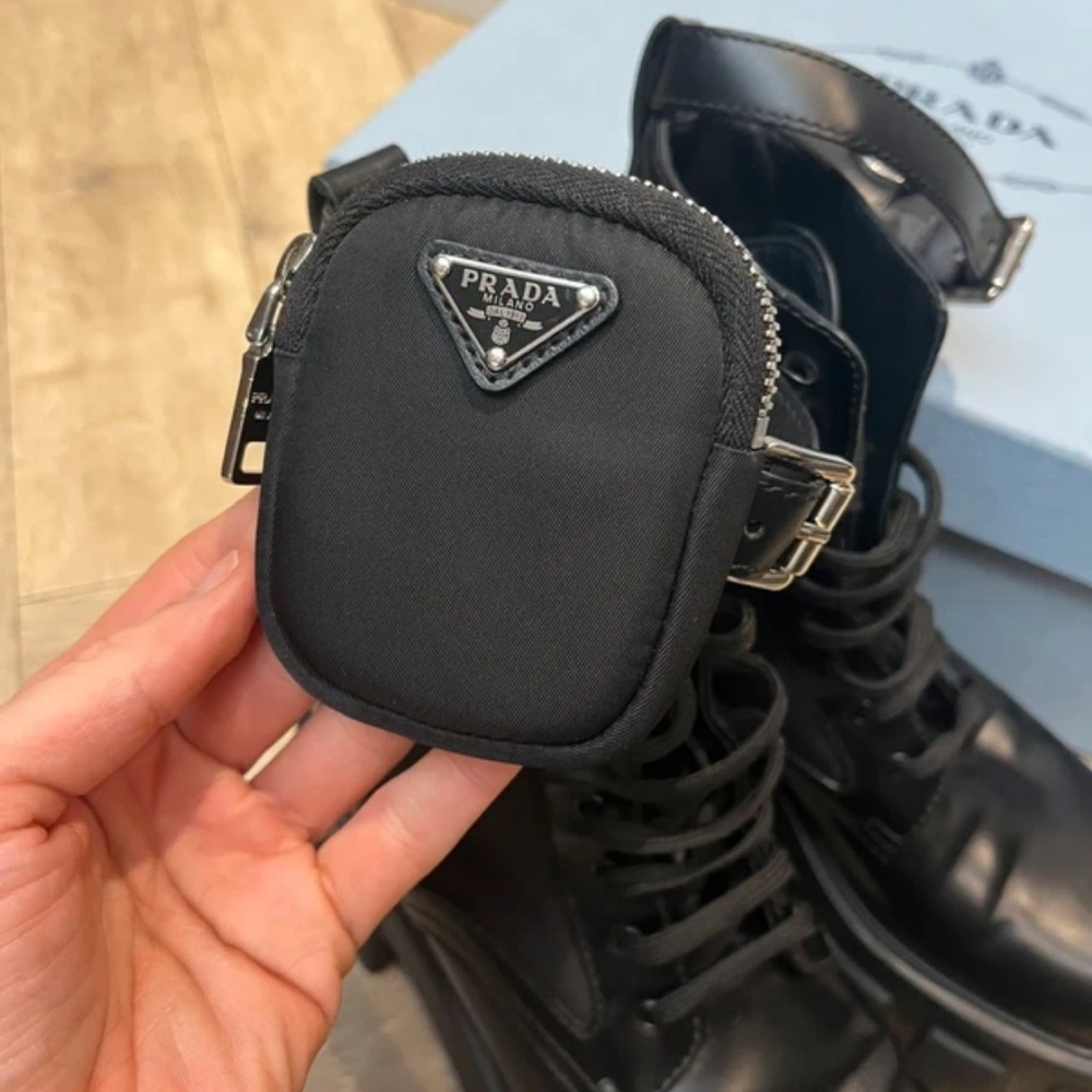 Prada Black Combat Boots with Pouch - Picture 4 of 6